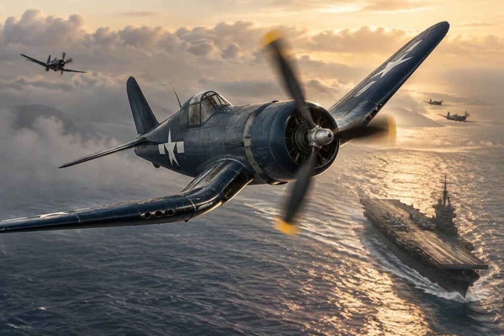 découvrez l’histoire du corsair f4u, chasseur emblématique de la seconde guerre mondiale : conception, performances et rôle majeur dans le pacifique.